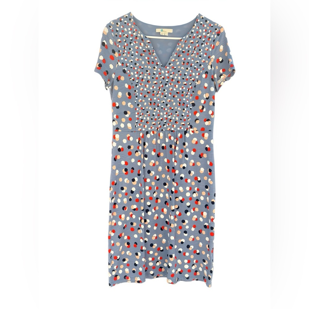 Boden Emory Jersey Polka Dot Periwinkle Blue, Red & White Knee Length Dress Sz 8 - Picture 5 of 11